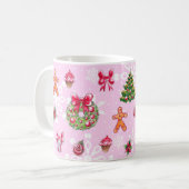 Roze kerstkoffie-Mok Koffiemok (Voorkant links)