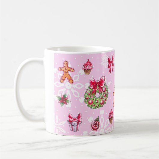 Roze kerstkoffie-Mok Koffiemok (Links)