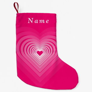 Roze Kerstkous met harten - Custom Name Kleine Kerstsok