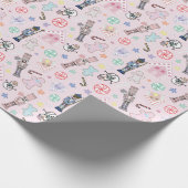 Roze kerstkraker, ontbijtkoek en snoedel cadeaupapier (Hoek)