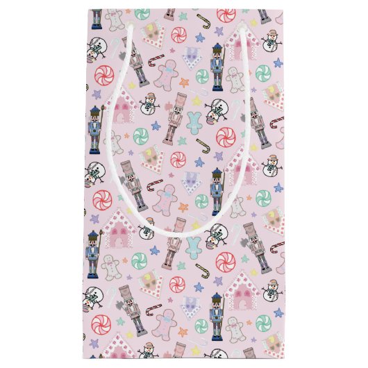 Roze kerstkraker, ontbijtkoek en snoedel  klein cadeauzakje (Voorkant)