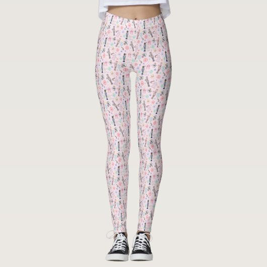 Roze kerstkraker, ontbijtkoek en snoedel leggings (Voorkant)