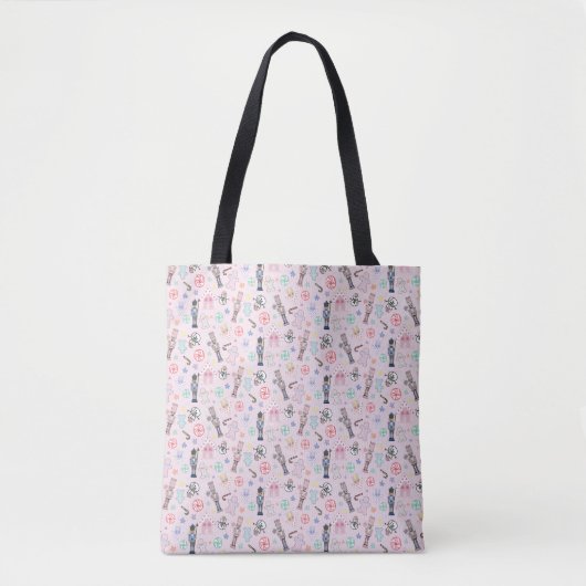 Roze kerstkraker, ontbijtkoek en snoedel tote bag (Voorkant)