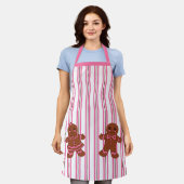 Roze kerstkrans koekjes bakken schort (Gedragen)