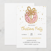 Roze Kerstkrans met gouden strik  Kaart (Voorkant / Achterkant)