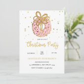 Roze Kerstkrans met gouden strik  Kaart (Staand voorkant)