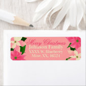 Roze kerstlabel Poinsettia Etiket (Insitu)