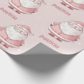 Roze Kerstman Aangepaste naam Kerstmis Cadeaupapier (Hoek)