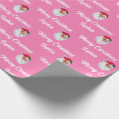 roze kerstman | Aangepaste naam Vrolijk Kerstfees Cadeaupapier (Hoek)