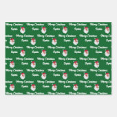  roze kerstman | Aangepaste naam Vrolijk Kerstfees Inpakpapier Vel (Voorkant 2)