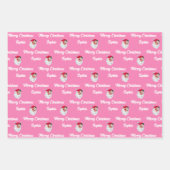  roze kerstman | Aangepaste naam Vrolijk Kerstfees Inpakpapier Vel (Voorkant)