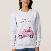 Roze Kerstman Auto Kerstmis Trui (Voorkant)