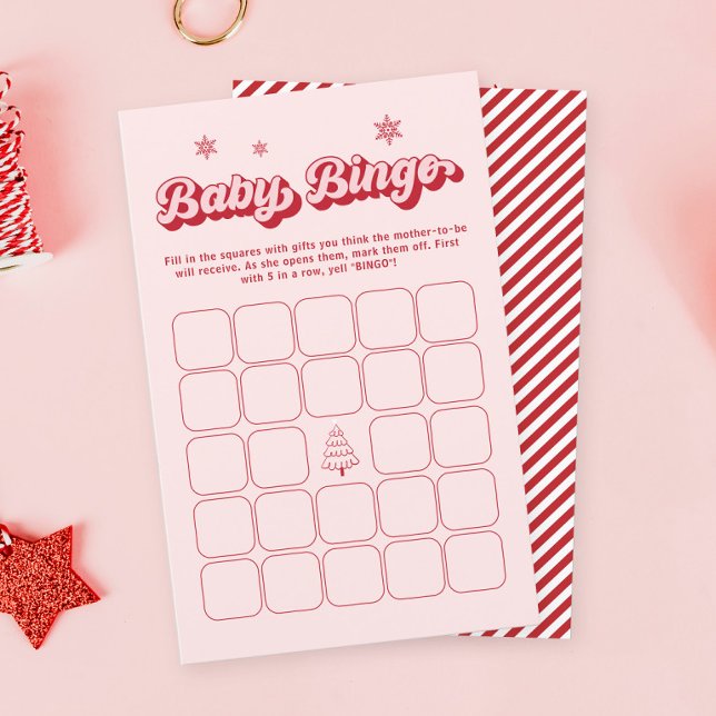 Roze Kerstman Baby Baby shower Bingo Spel (Creator heeft geüpload)