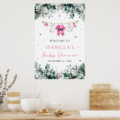 Roze Kerstman Baby Baby shower Welkomstbord Poster (Keuken)