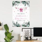 Roze Kerstman Baby Baby shower Welkomstbord Poster (Thuiskantoor)