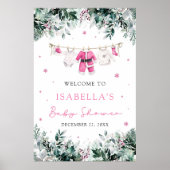 Roze Kerstman Baby Baby shower Welkomstbord Poster (Voorkant)