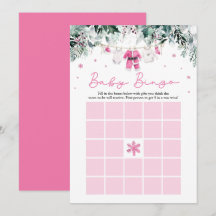 Roze Kerstman Baby Bingo Baby Shower Spel