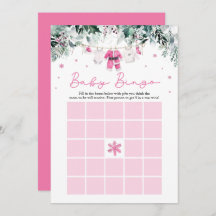 Roze Kerstman Baby Bingo Baby shower Spel