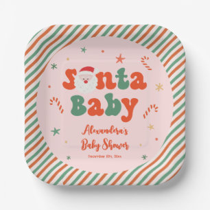 Roze Kerstman Baby shower Papieren Bordje