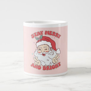 Roze Kerstman "Blijf vrolijk en helder" Xmas Grote Koffiekop