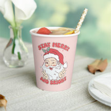 Roze  Kerstman "Blijf vrolijk en helder" Xmas