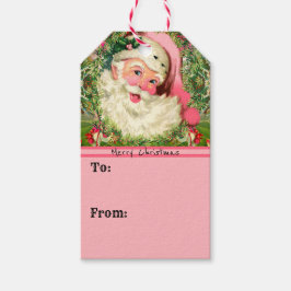  roze kerstman cadeaulabel