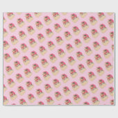 Roze kerstman cadeaupapier (Vlak)