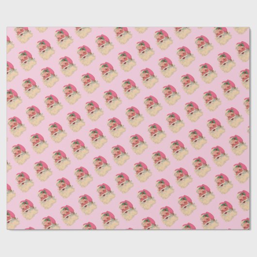 Roze kerstman cadeaupapier (Vlak)