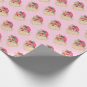 Roze kerstman cadeaupapier (Hoek)