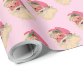 Roze kerstman cadeaupapier (Rol Hoek)