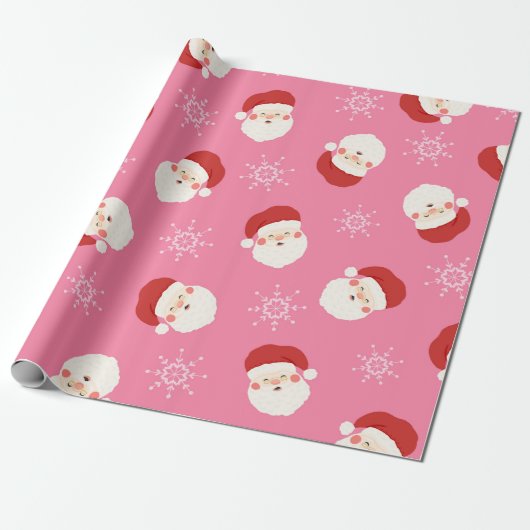 Roze Kerstman Cadeaupapier (Uitgerold)