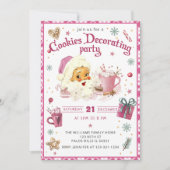 Roze Kerstman Cookie Decorating Party Kaart (Voorkant)