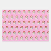 Roze Kerstman Custom Girls Kerst Inpakpapier Vel (Voorkant 3)