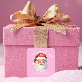 Roze Kerstman Custom Girls Kerstcadeau Vierkante Sticker