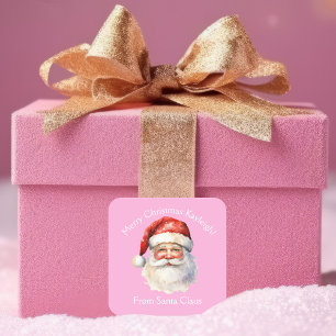 Roze Kerstman Custom Girls Kerstcadeau Vierkante Sticker