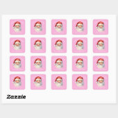 Roze Kerstman Custom Girls Kerstcadeau Vierkante Sticker (Vel)