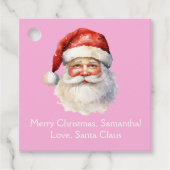 Roze Kerstman Custom Girls Kerstfeest Bedankjes Labels (Voorkant)