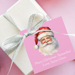 Roze Kerstman Custom Girls Kerstfeest Bedankjes Labels