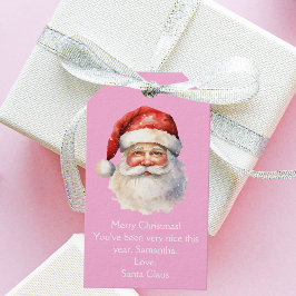 Roze Kerstman Custom Girls Kerstfeest Cadeaulabel