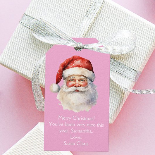 Roze Kerstman Custom Girls Kerstfeest Cadeaulabel