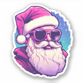Roze Kerstman Dragen Zonnebril Schattige Kerstmis Sticker