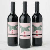 Roze Kerstman Elf Pak Kerstfeest Feestje Wijn Etiket (Flessen)