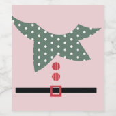 Roze Kerstman Elf Pak Kerstfeest Feestje Wijn Etiket (Enkel label)