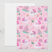 Roze Kerstman en Boom Naadloos Patroon Kaart (Voorkant / Achterkant)