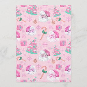 Roze Kerstman en Boom Naadloos Patroon Kaart