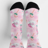 Roze Kerstman en Boom Naadloos Patroon Sokken (Top)