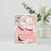 Roze Kerstman en mevrouw Claus Holiday Briefkaart (Staand voorkant)