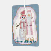 Roze Kerstman en Sneeuwman Metalen Ornament (Voorkant links)