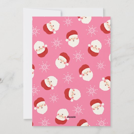 Roze kerstman feestdagenkaart (Achterkant)