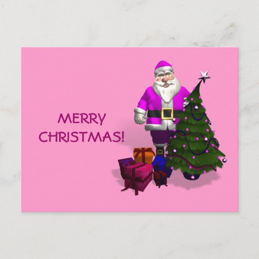 Roze kerstman feestdagenkaart (Voorkant)